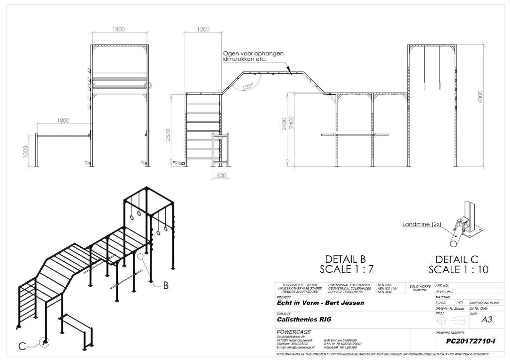 Professioneel Calisthenics / Gym Frame – Powercage – In perf, Ophalen, Zo goed als nieuw, Metaal, Krachtstation