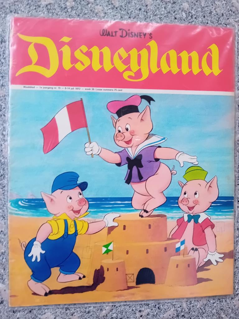 Disney blad Disneyland 15 - 1972 Knir, Knar en Knor op voork, Ophalen of Verzenden, Overige figuren, Gebruikt, Beeldje of Figuurtje