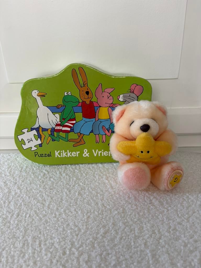 Kikker & vriendjes puzzel en lief knuffelbeertje, Ophalen of Verzenden, Zo goed als nieuw, Kikker
