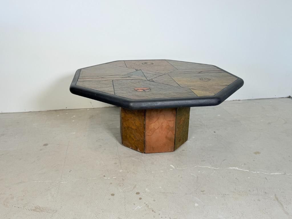 Fedam achthoekige salontafel, brutalistische stijl, Huis en Inrichting, Tafels | Salontafels, Ophalen, Overige materialen, Gebruikt