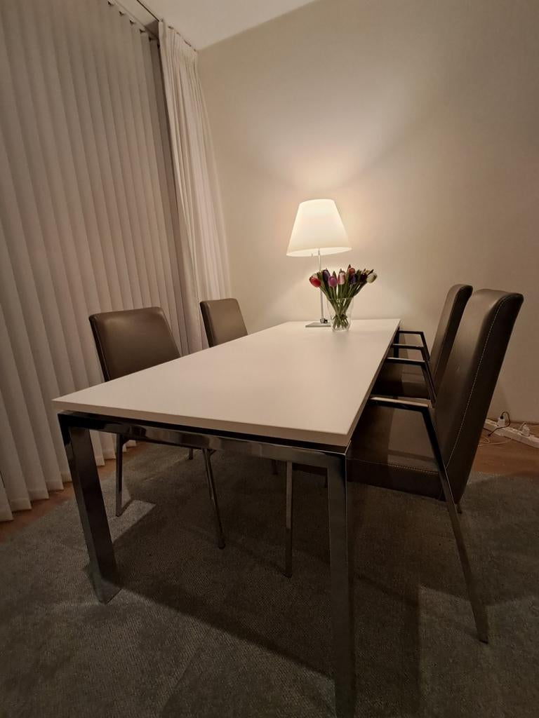 Tafel en stoelen, Huis en Inrichting, Tafels | Eettafels, Ophalen, Rechthoekig, 200 cm of meer, 50 tot 100 cm