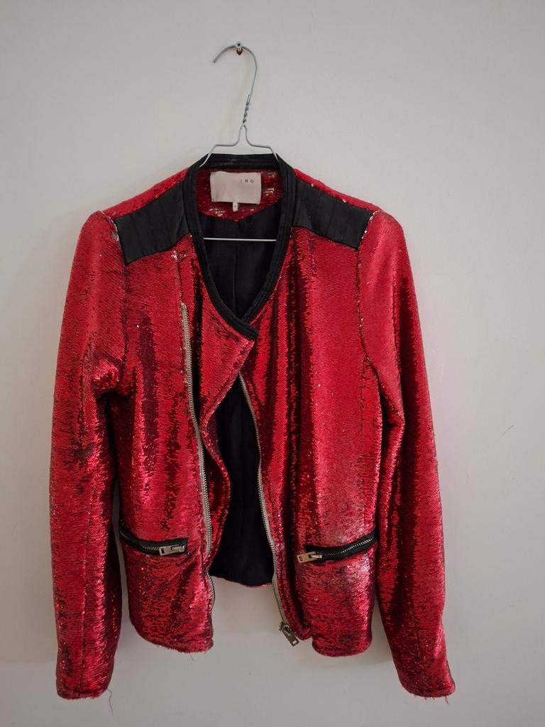 Iro jasje met pailetten  36, Ophalen of Verzenden, Jasje, Maat 36 (S), Rood