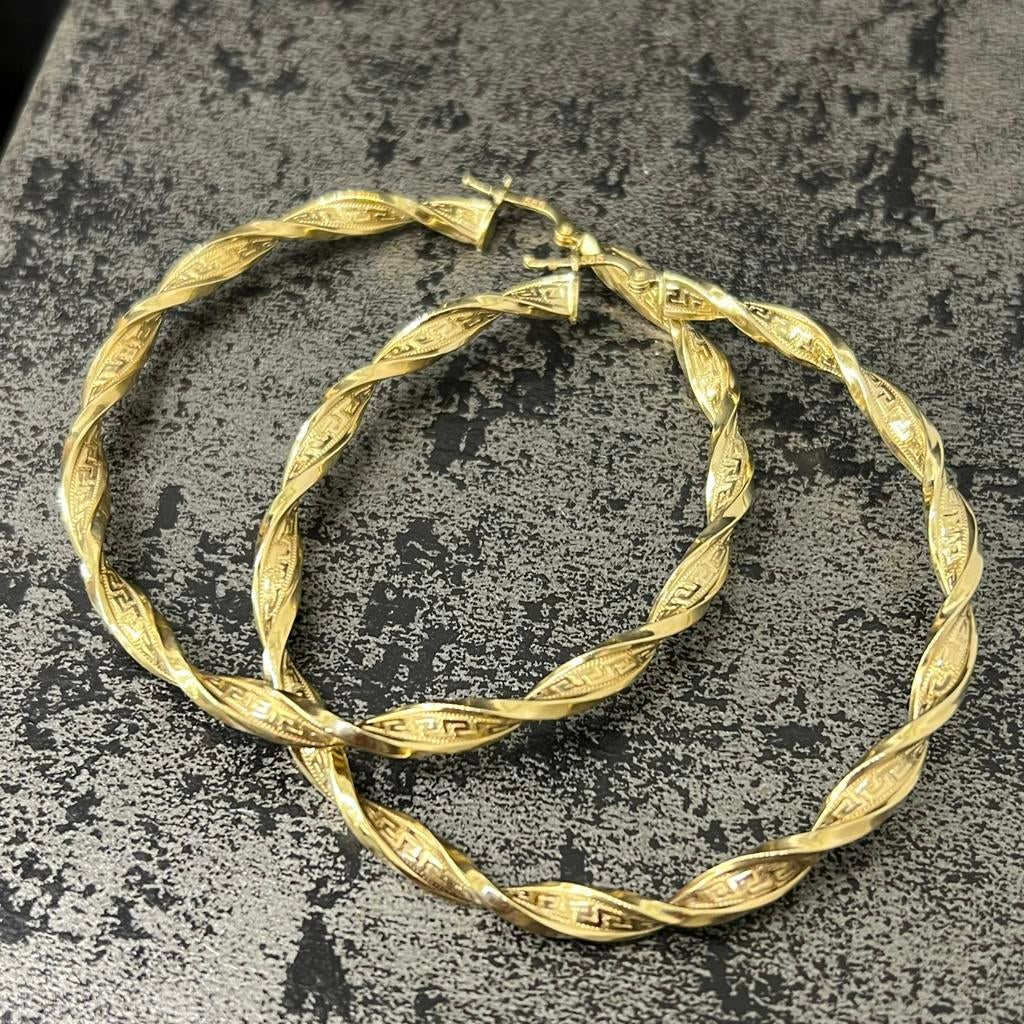 14 karaat gouden oorbellen wokkels model nieuw, Ophalen of Verzenden, Zo goed als nieuw, Goud