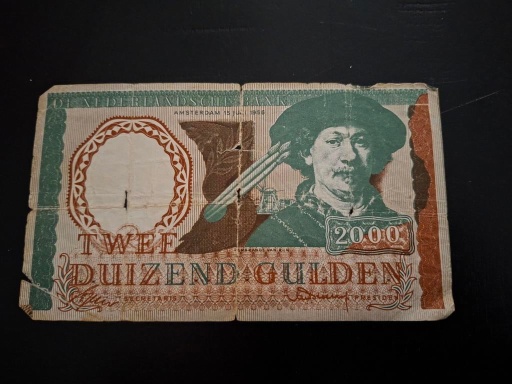 Zeldzaam 2000 Gulden Biljet - Rembrandt, Ophalen of Verzenden, 1000 gulden, Los biljet