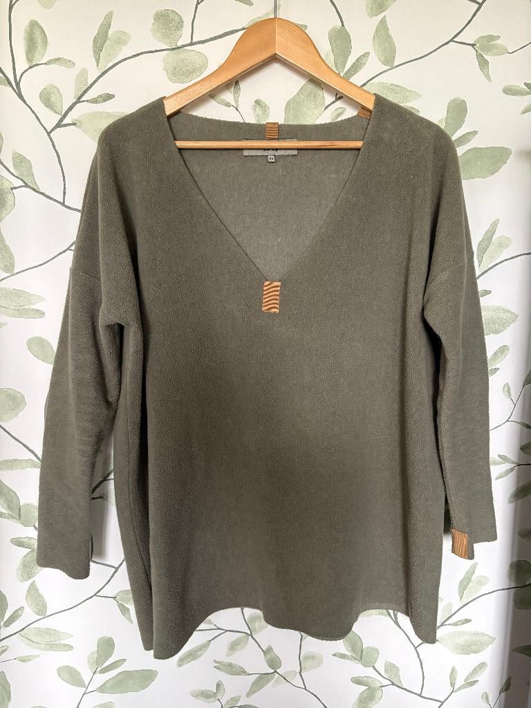 Henriette Steffensen grijs/beige fleece trui sweater XS 34, Henriette Steffensen, Beige, Ophalen of Verzenden, Zo goed als nieuw