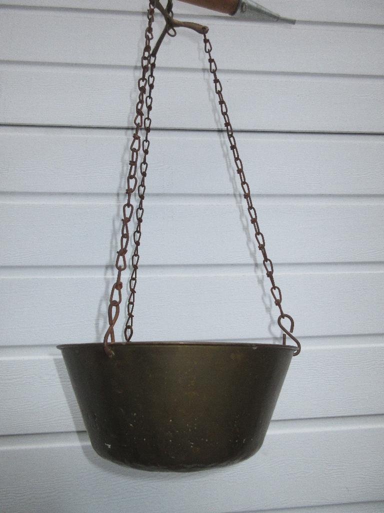 Koperen hangpot bloempot, Tuin en Terras, Gebruikt, Rond, Binnen, Ophalen of Verzenden