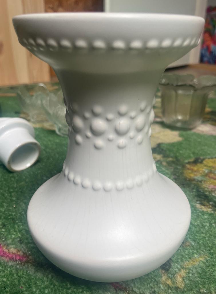 Vintage Vaas Modica Gouda 616 Wit 19cm, Gebruikt, Wit, Aardewerk of Porselein, Ophalen of Verzenden