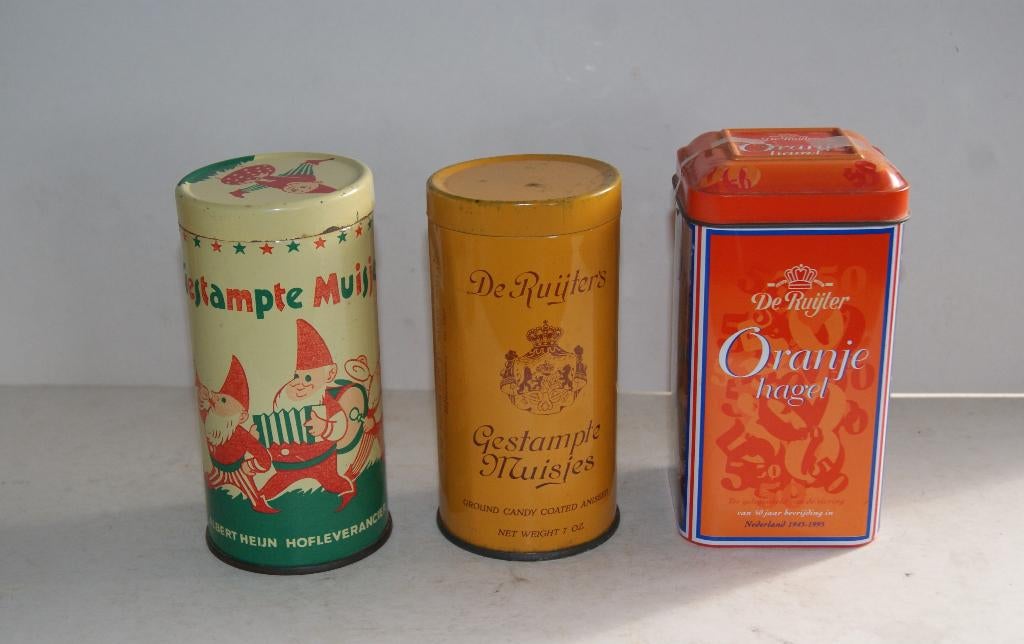 5 blikjes Gestampte Muisjes, Ophalen of Verzenden, Gebruikt, Overige, Overige merken