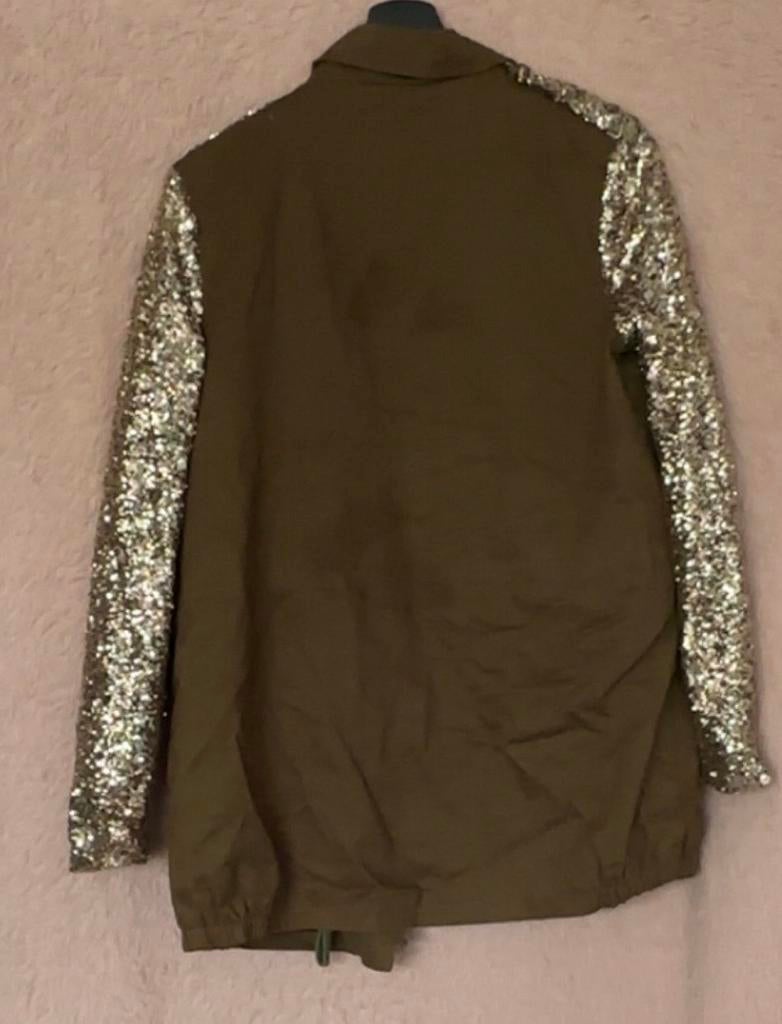 Groene Vera&Lucy jas met pailletten mouwen - Maat M, Maat 38/40 (M), Ophalen of Verzenden, Zo goed als nieuw, Jasje