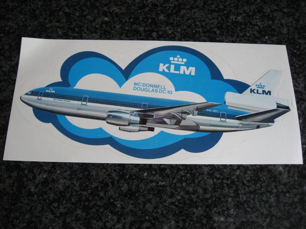 KLM Mcdonnell Douglas DC10 20 x 9,5 cm Sticker, Ophalen, Nieuw, Kaart, Foto of Prent