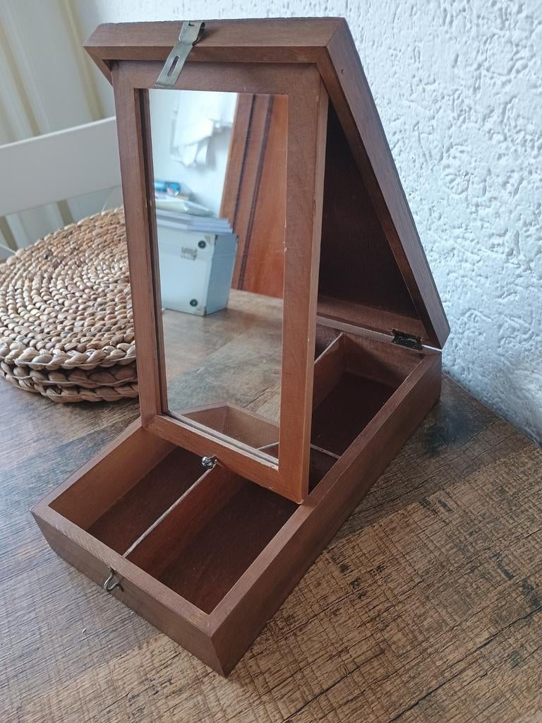 Oude brocante houten scheerdoos, Ophalen of Verzenden