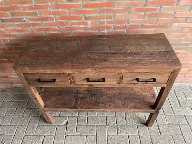 Sidetable 110 cm massief oud hout voorraad ACTIEPRIJS, 100 tot 150 cm, Ophalen of Verzenden, 3 of 4 laden, Minder dan 100 cm
