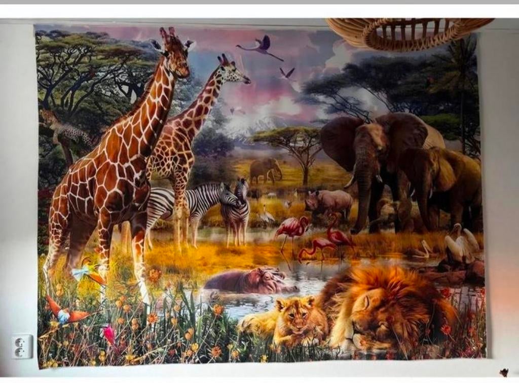 Groot Jungle Wandkleed Dieren in heldere kleuren!, Kinderen en Baby's, Kinderkamer | Inrichting en Decoratie, Zo goed als nieuw