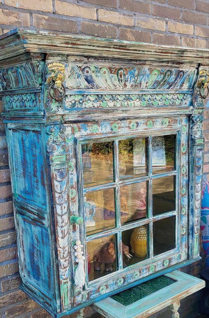 Shabby/Houtsnijwerk/Boho/Vitrinekast/Kast/India Ibiza style, Ophalen
