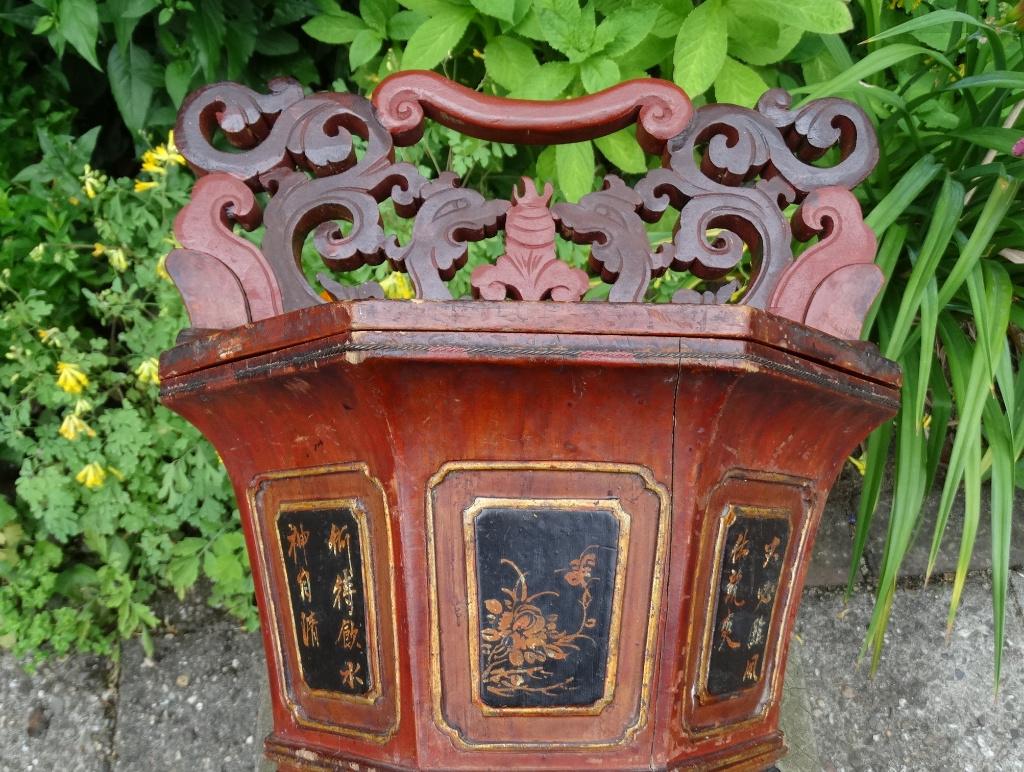 Antiek houten "theemuts" bewaarbox theepot China, Chinees, Ophalen