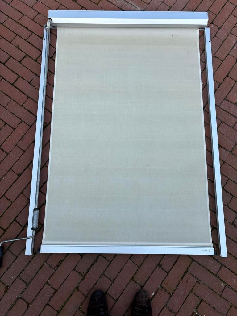 Screen 99x144 cm, crème doek, handbediening (defect), Ophalen, Gebruikt, Minder dan 250 cm, Minder dan 150 cm