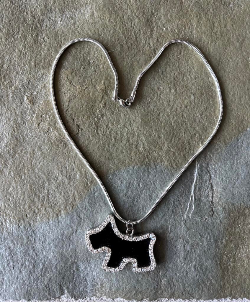 Schotse terrier ketting strass, Ophalen of Verzenden, Nieuw, Zwart, Overige materialen