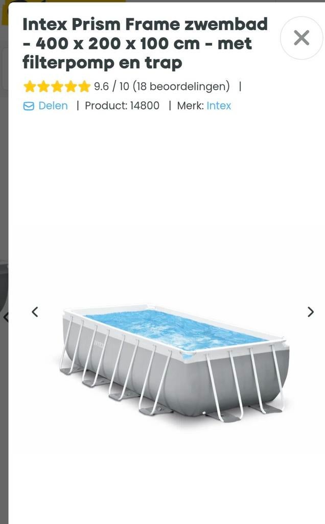 Intex zwembad 400x200x100 cm met pomp en dekzeil, Tuin en Terras, Ophalen of Verzenden