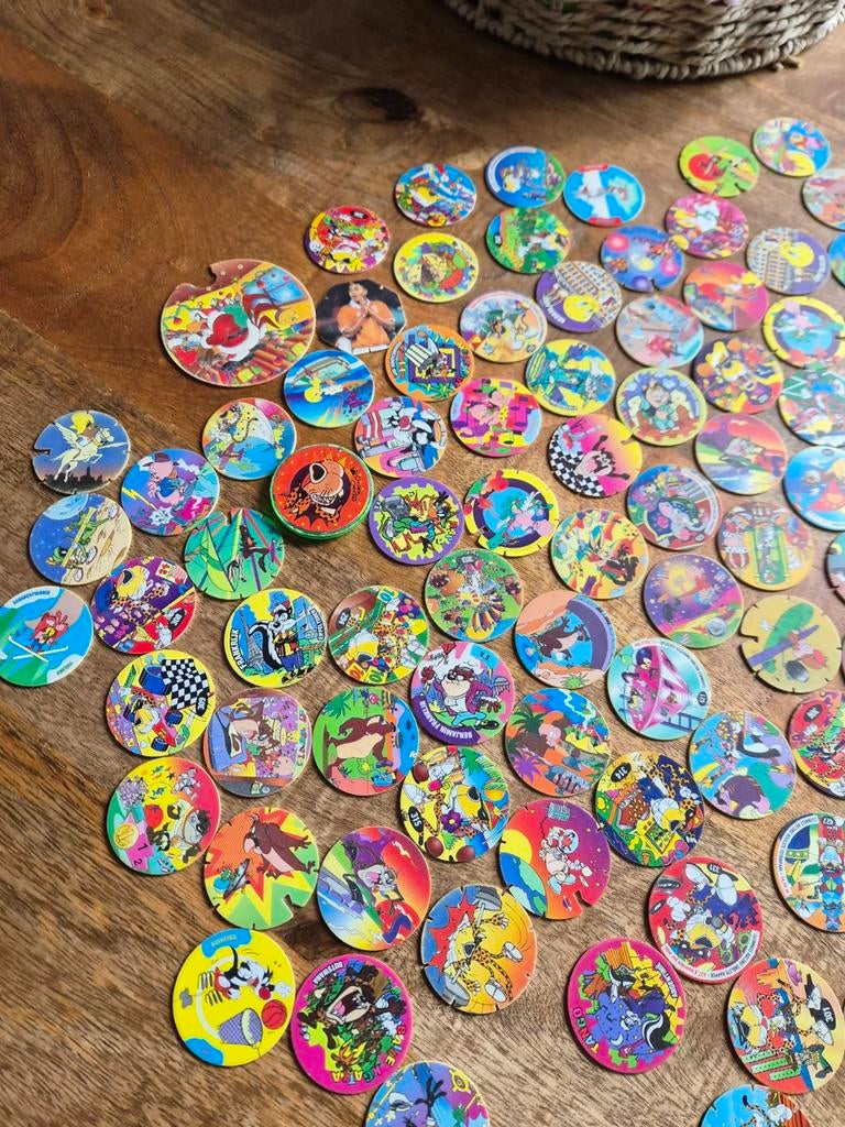 Grote partij flippo’s / tazos uit de jaren 90 (160+ stuks), Ophalen of Verzenden, Looney Tunes, Verzameling
