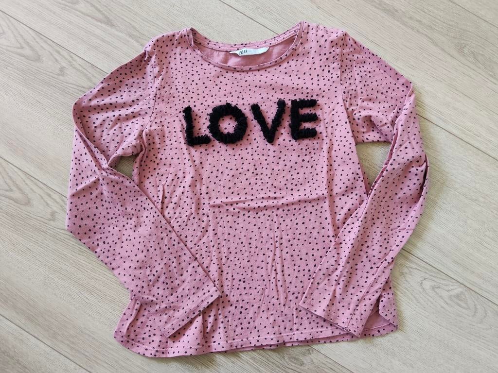 Izgs! Roze longsleeve met tule van H&M! Mt 134/140, Meisje, Ophalen of Verzenden, Zo goed als nieuw, Shirt of Longsleeve