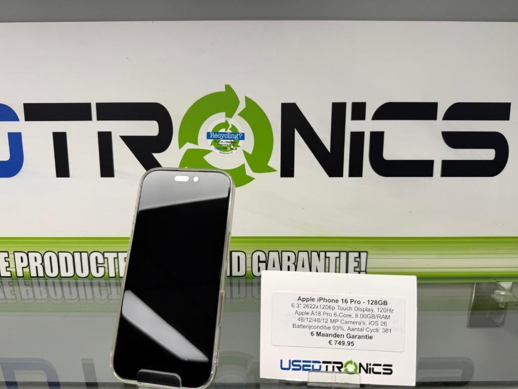 Apple iPhone 16 Pro 128GB | Batterijconditie 93%, IPhone 16 Pro, Ophalen of Verzenden, Zonder simlock, Zonder abonnement
