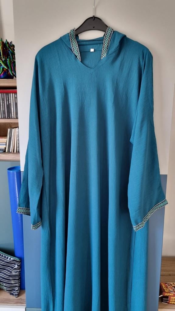 Turquoise abaya maat M/L, Maat 38/40 (M), Blauw, Ophalen of Verzenden, Zo goed als nieuw