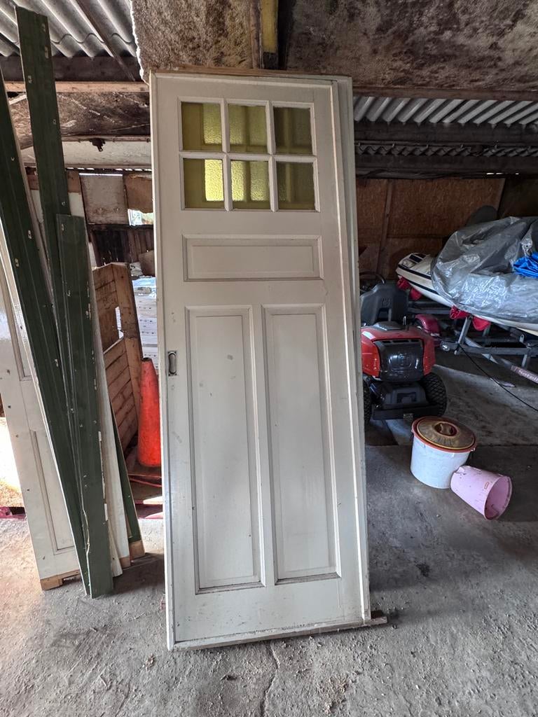 Kamer ensuite deuren met glas, Ophalen, Gebruikt, 80 tot 100 cm, 215 cm of meer