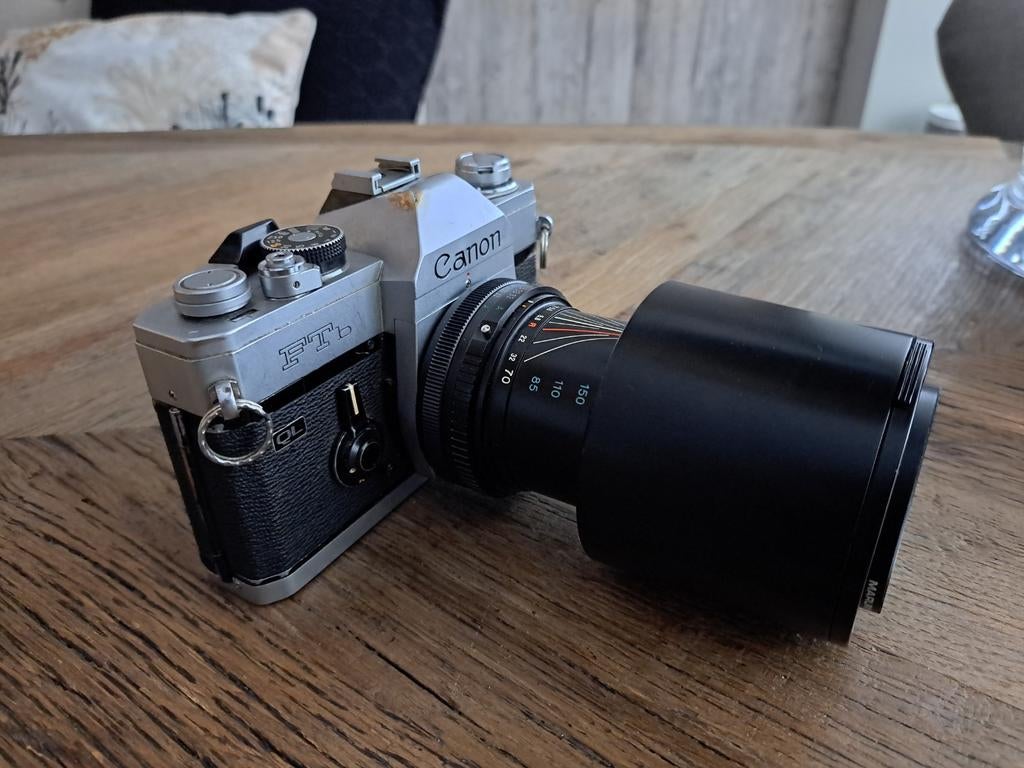 Canon FTb spiegelreflex camera grote 70-210 mm Tokina lens, Ophalen of Verzenden, Gebruikt, Spiegelreflex, Canon