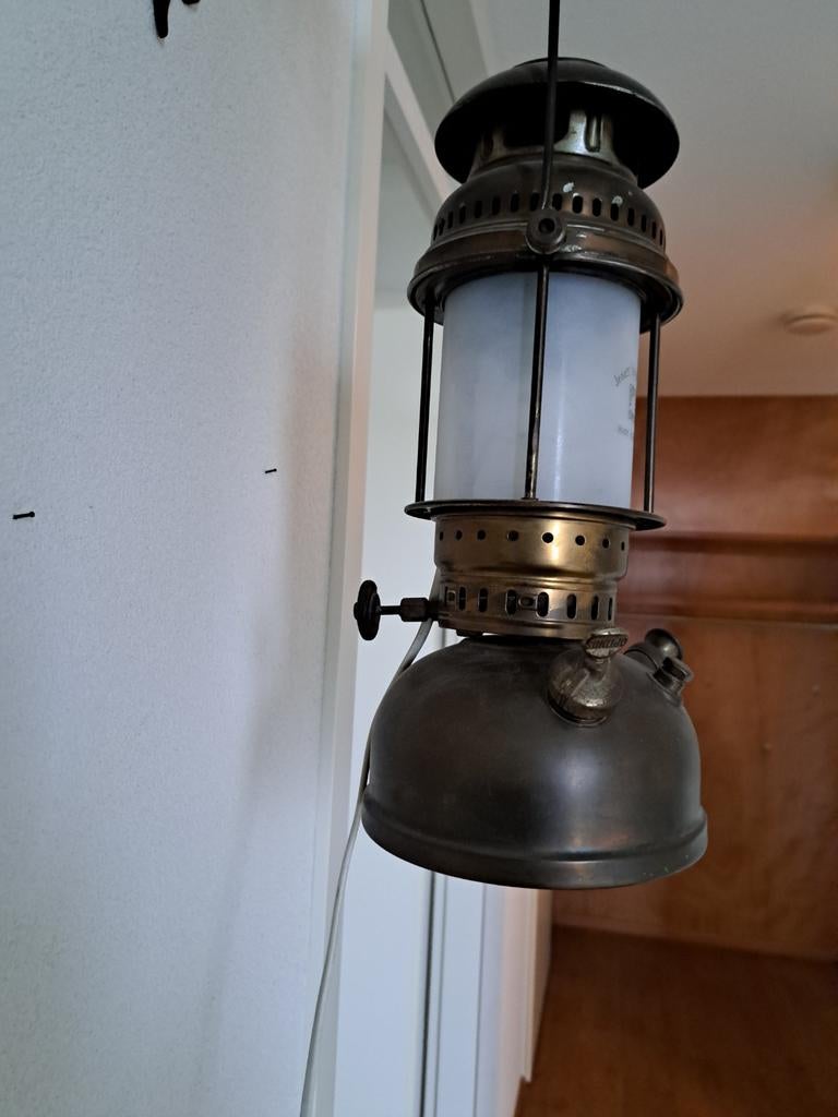 Opt9mus 200p, petroleumlamp, schemerlamp, Antiek en Kunst, Antiek | Lampen, Ophalen of Verzenden