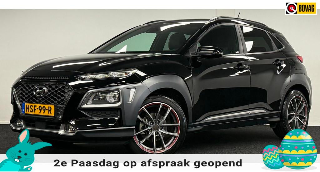 Hyundai KONA 1.0T Sport*120Pk*Leder*Navi*Camera*Carplay*Stoe, Voorwielaandrijving, Gebruikt, Zwart, Leder