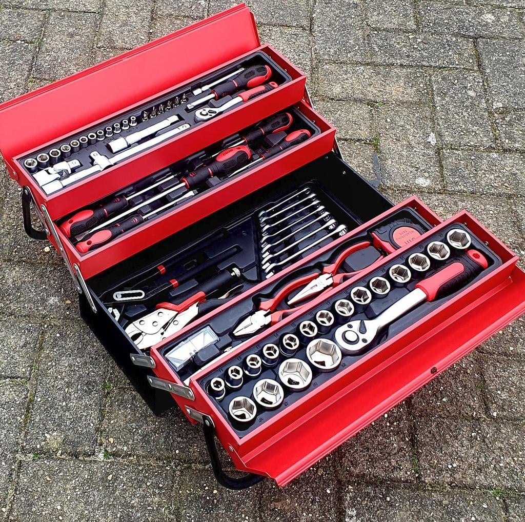 Inklapbare gereedschapskoffer/gereedschapsset 85 delig NIEUW, Ophalen of Verzenden, Gereedschapskist, Gereedschapskist, Nieuw