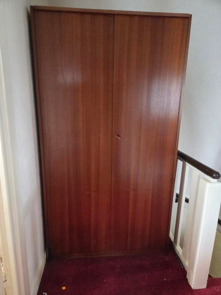 Teakfineer kledingkast jaren 60, Ophalen, Gebruikt, 50 tot 75 cm, 150 tot 200 cm