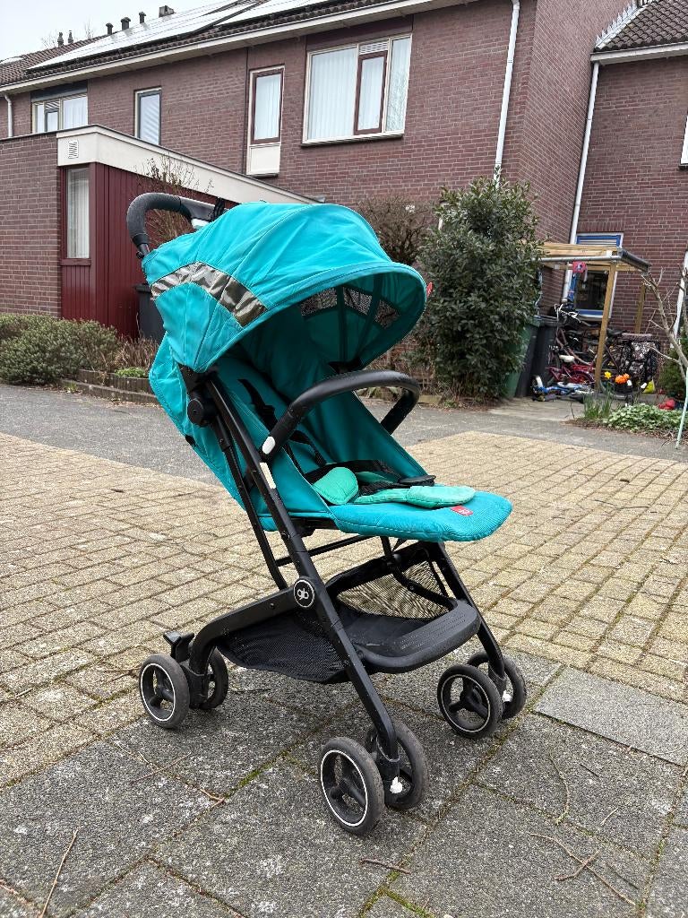 GB Qbit buggy – compact, inklapbaar – turquoise, Ophalen, Gebruikt, Zonnekap