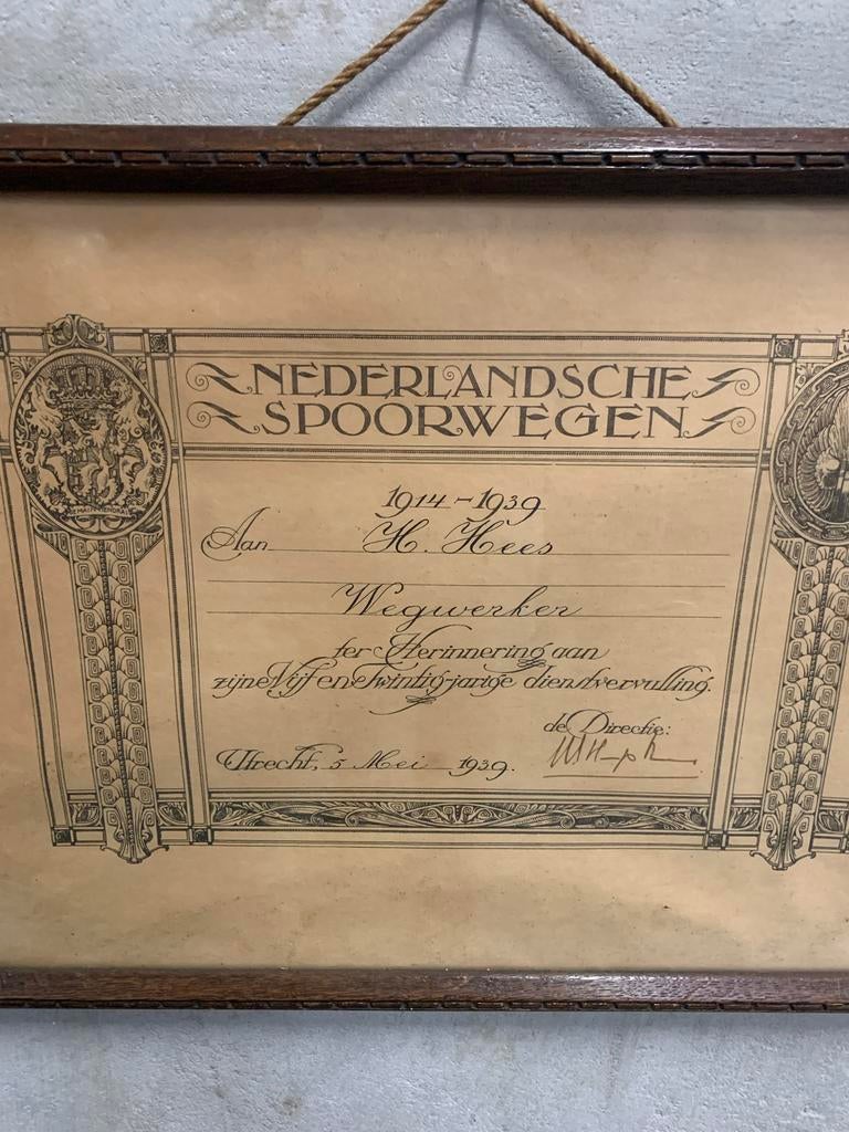Bijzondere oorkonde 1939 NS pre Wo2, Verzamelen, Trein, Gebruikt, Overige typen, Ophalen of Verzenden