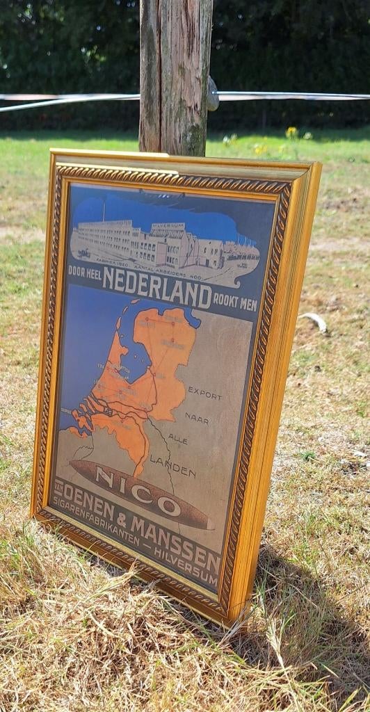 Origineel en authentiek reclame karton voor Nico sigaren., Ophalen, Reclamebord, Gebruikt, .