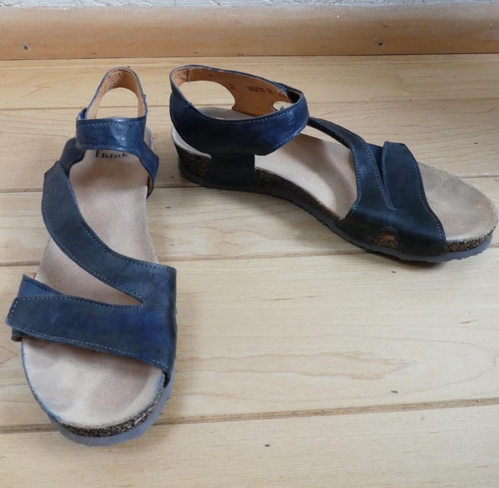 Think! sandalen maat 42 blauw grijs 3 klittenbanden DUMIA, Kleding | Dames, Schoenen, Think!, Sandalen of Muiltjes, Gedragen, Verzenden