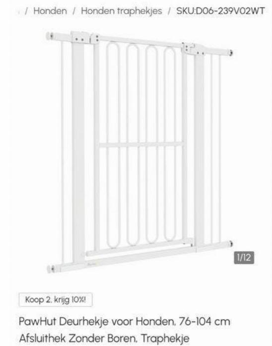 Honden hekje nieuw, Kinderen en Baby's, Traphekjes, Nieuw, 100 tot 115 cm, Ophalen of Verzenden, Klemhekje