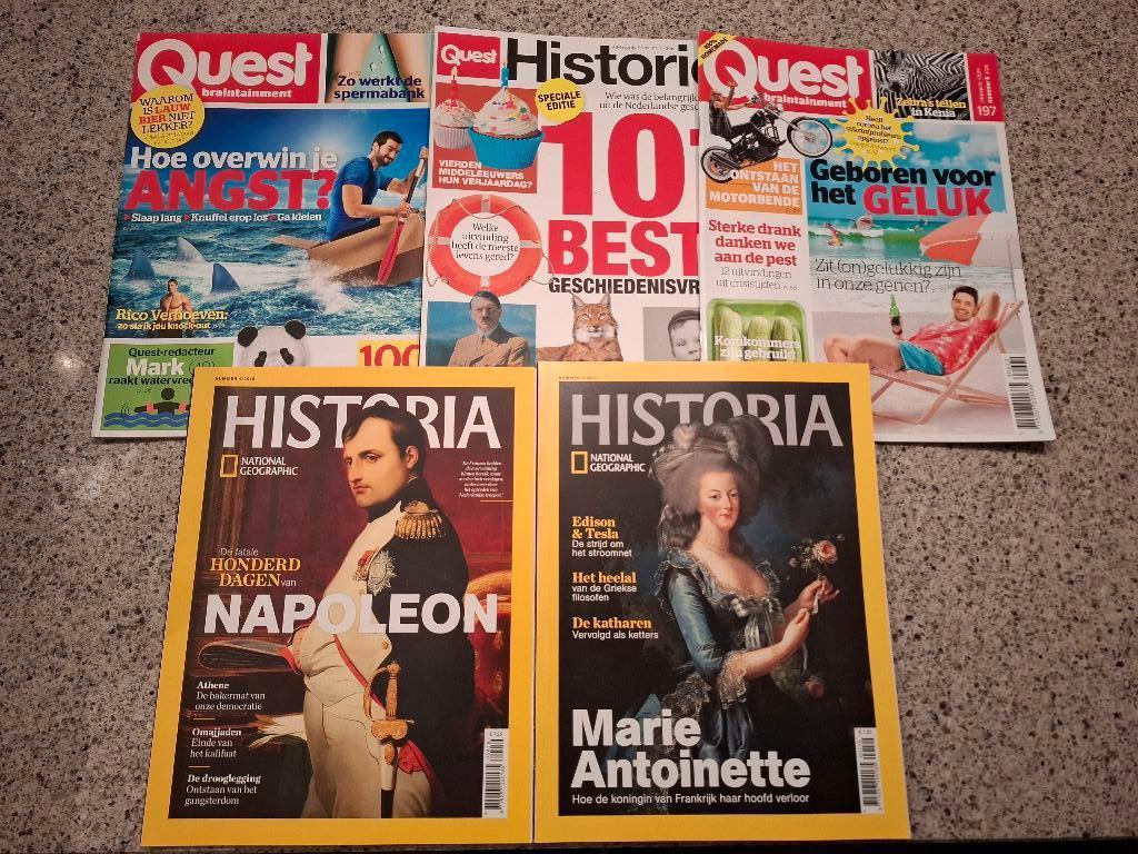 QUEST, 3 STUKS en HISTORIA, NATIONAL GEOGRAPHIC 2 STUKS, Ophalen of Verzenden, Zo goed als nieuw, Wetenschap en Natuur
