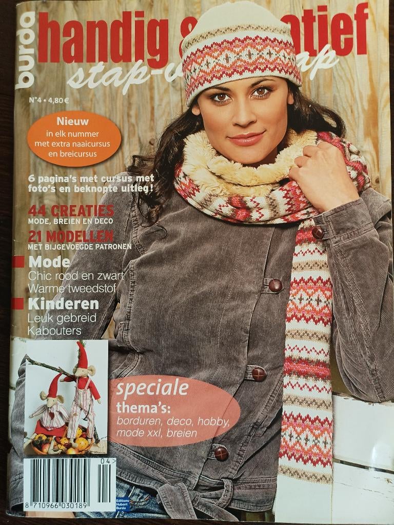 Burda handig en creatief nr 4 brei een Noorse trui, Boeken, Hobby en Vrije tijd, Zo goed als nieuw, Breien en Haken, Ophalen of Verzenden