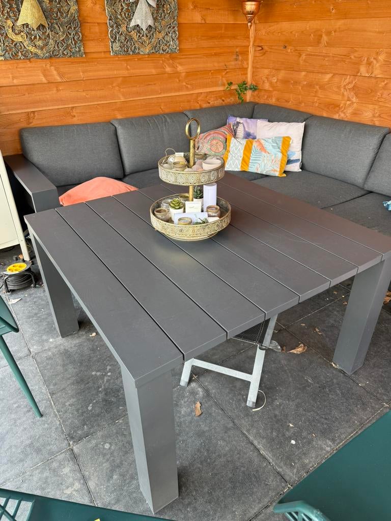 Loungeset + tafel, Ophalen, Zo goed als nieuw, Aluminium, Bank