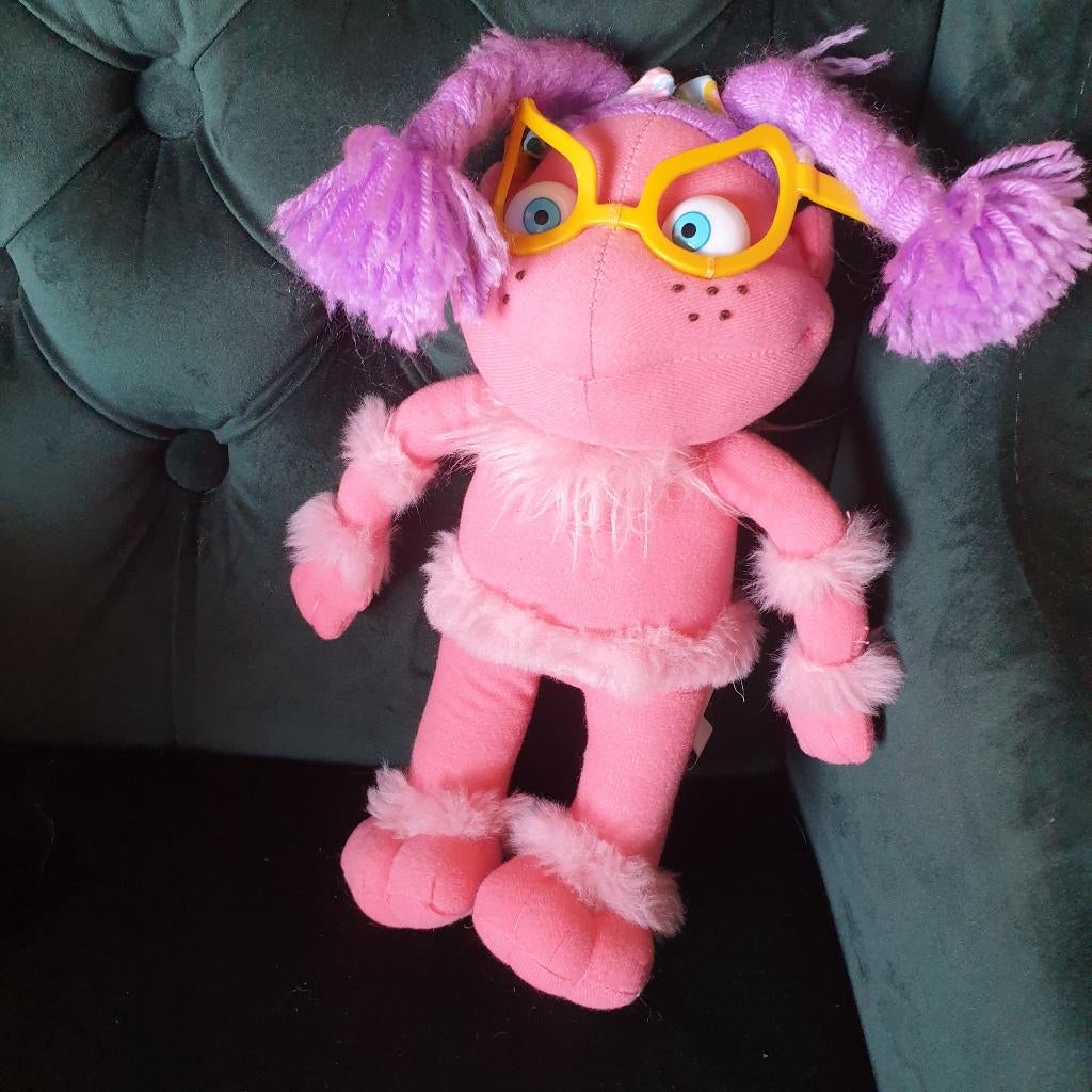 Vintage 2005 Los Lunnis knuffelpop roze paarse vlechten 30cm, -, -, Overige typen, Ophalen of Verzenden