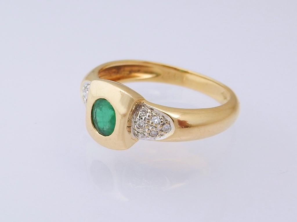 18 karaat Gouden Ring Damesring 12 Diamanten en Smaragd, Jw, Verzenden, Nieuw, 17 tot 18