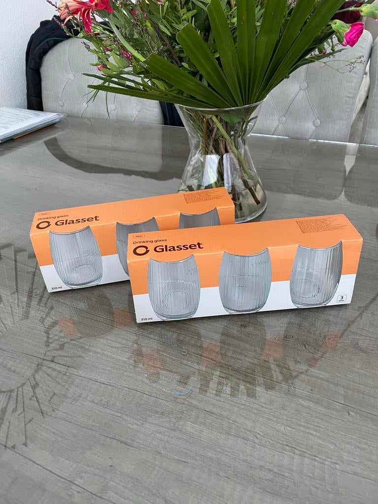 Twee sets van 3 drinkglazen, 310 ml, Overige typen, Ophalen of Verzenden, Nieuw, Glas
