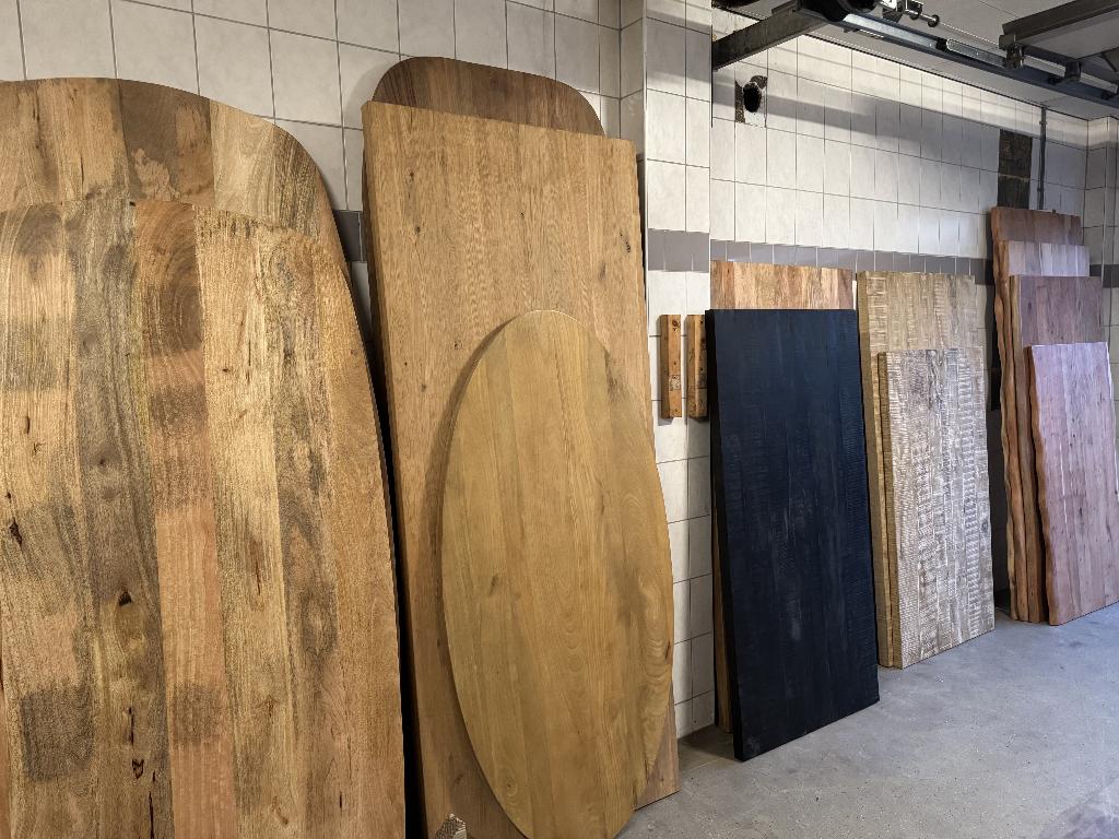 Tafelblad tafel blad ovaal rond recht mangohout acacia, Huis en Inrichting, Tafels | Eettafels, Ophalen, Overige materialen, 50 tot 100 cm