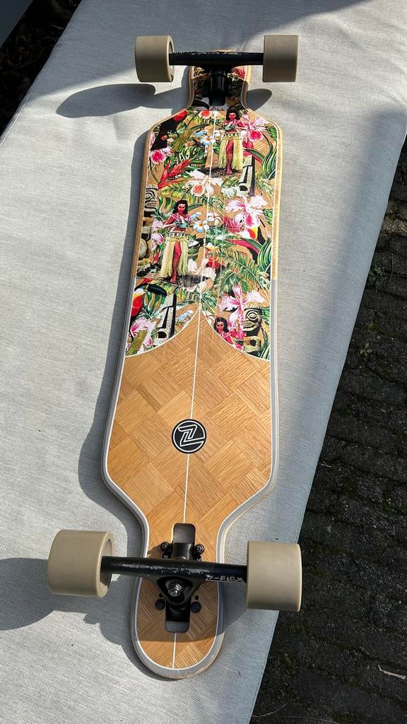 Longboard zgan: Z-Flex Banana Train Drop Through, Ophalen, Zo goed als nieuw, Skateboard, Longboard