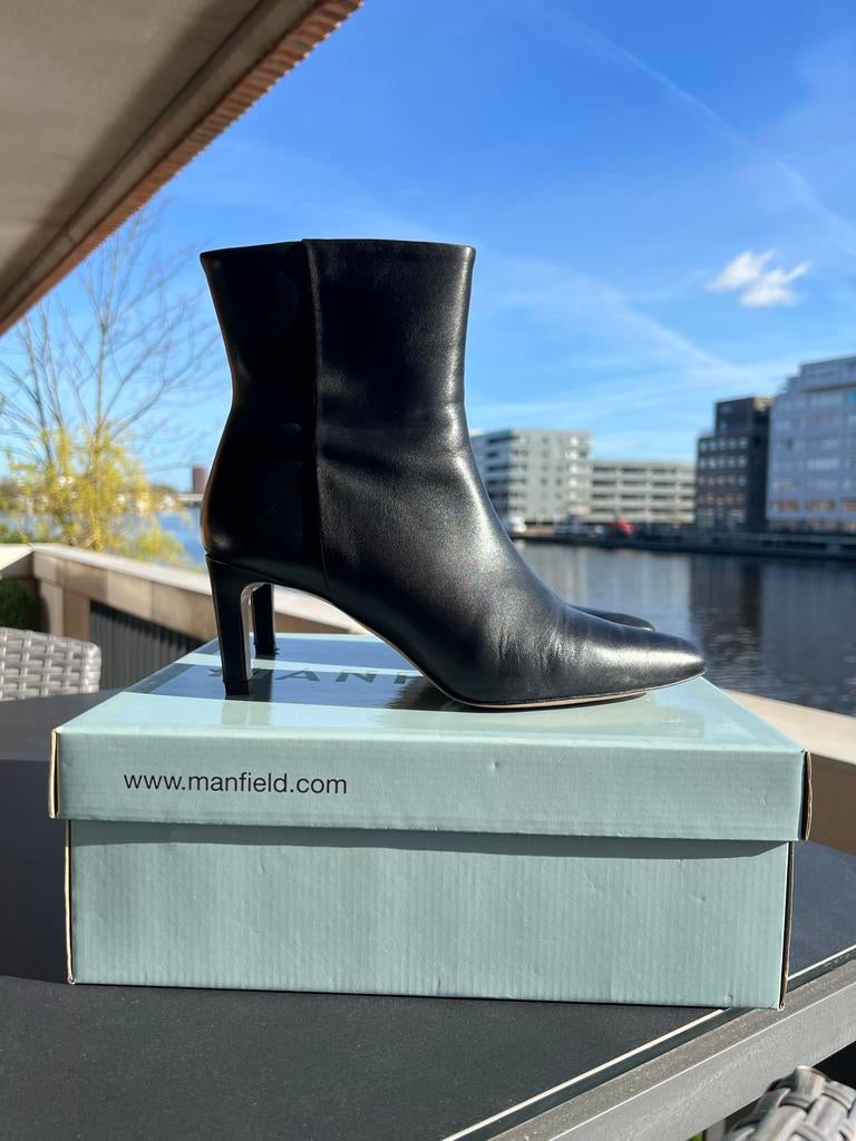 Manfield zwarte enkellaarsjes maat 39, Zwart, Lage of Enkellaarzen, Ophalen of Verzenden, Zo goed als nieuw