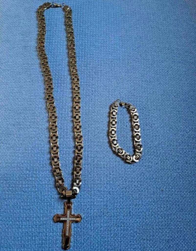 STEEL ketting en armbad, Ophalen of Verzenden, Zo goed als nieuw, Zilver, Overige materialen