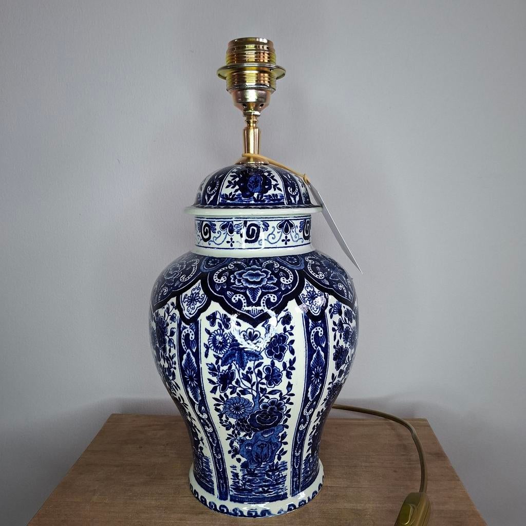 Handgemaakte lampenvoet van vintage Delftsblauwe Bochvaas, Ophalen of Verzenden, Nieuw, Minder dan 50 cm