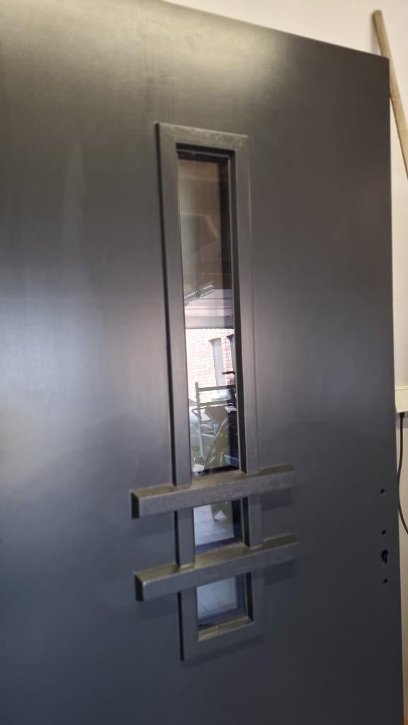 Kegro 9828N Jaren 30 geïsoleerde voordeur 979x2116 RAL7021, Doe-het-zelf en Verbouw, Deuren en Horren, Nieuw, Buitendeur, 200 tot 215 cm