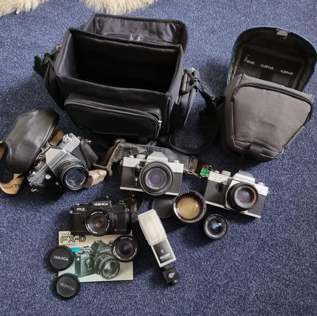 4 x Analoog spiegelreflexcamera met lenzen -samen in 1 koop, Ophalen of Verzenden, Gebruikt, Spiegelreflex, Overige Merken